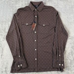 Hart Schaffner Marx Shirt Mens Sz Small Brown Geometric Stretch Soft Preppy
